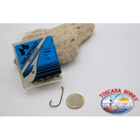 1 caja de 50 piezas Mustad, el bacalao.7780C, no.1/0, Húmedo forjado FC.B119A